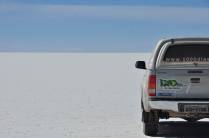 A Fiona em pleno Salar de Uyuni, na Bolívia
